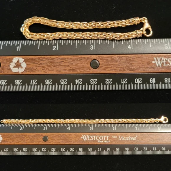 14KT SOLID YELLOW GOLD SPIGA LINK BRACELET - Picture 8 of 10